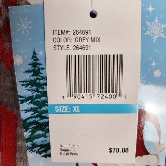 Rockin Around Ugly Sweater Christmas Dress Sweater Sheep Bell Gray Red Nordic XL - Picture 3 of 15